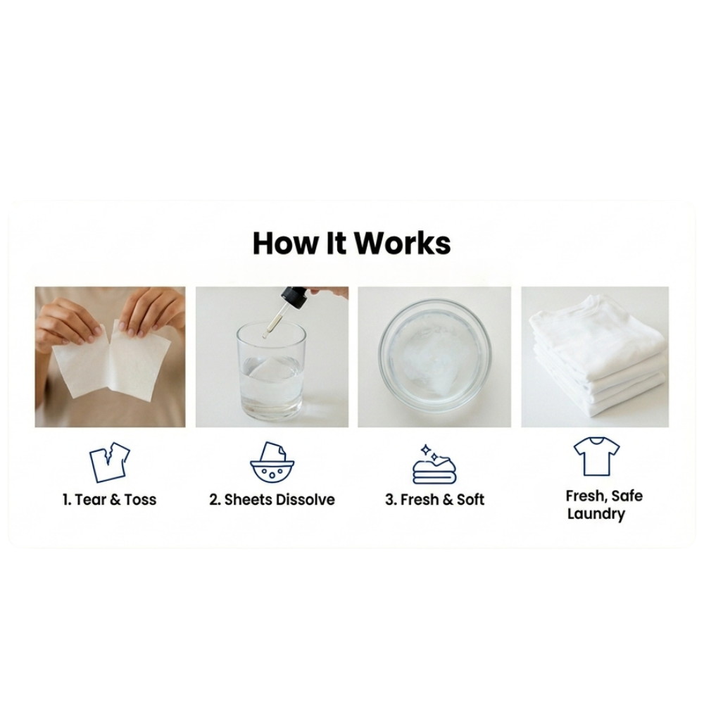 Laundry Detergent Sheets - Sensitive Skin, Baby-Safe, Fragrance-Free