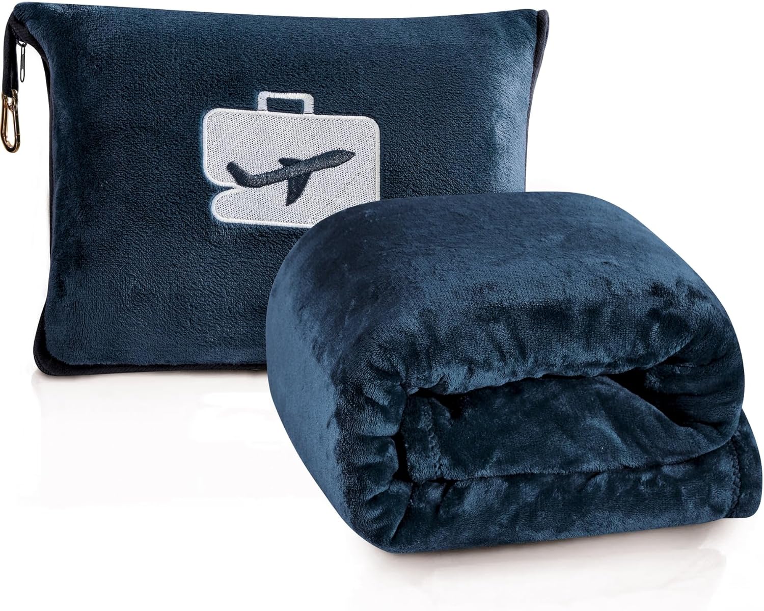 Comfort Fly Travel Blanket & Pillow" 2-in-1 Micro Plush Airplane Blanket with Carry Case (40" x 70")