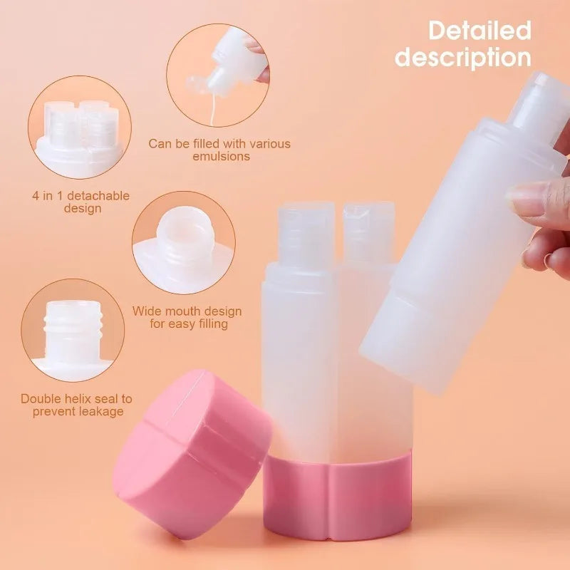 4-in-1 Leak-Proof Travel Bottles 4 * 60ml | TSA Approved Toiletries Kit