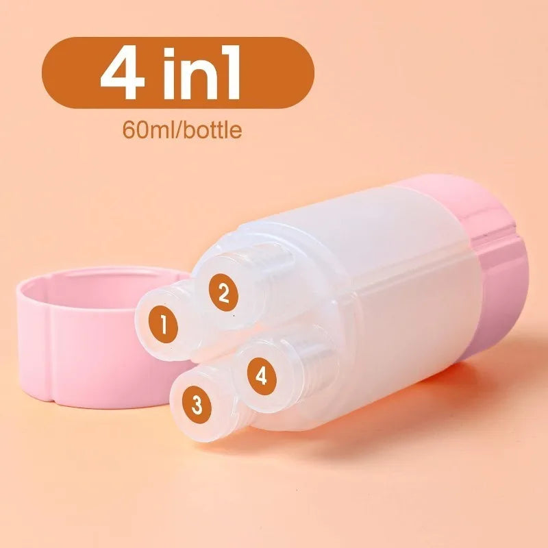 4-in-1 Leak-Proof Travel Bottles 4 * 60ml | TSA Approved Toiletries Kit