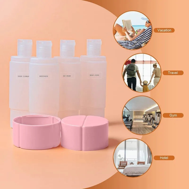 4-in-1 Leak-Proof Travel Bottles 4 * 60ml | TSA Approved Toiletries Kit