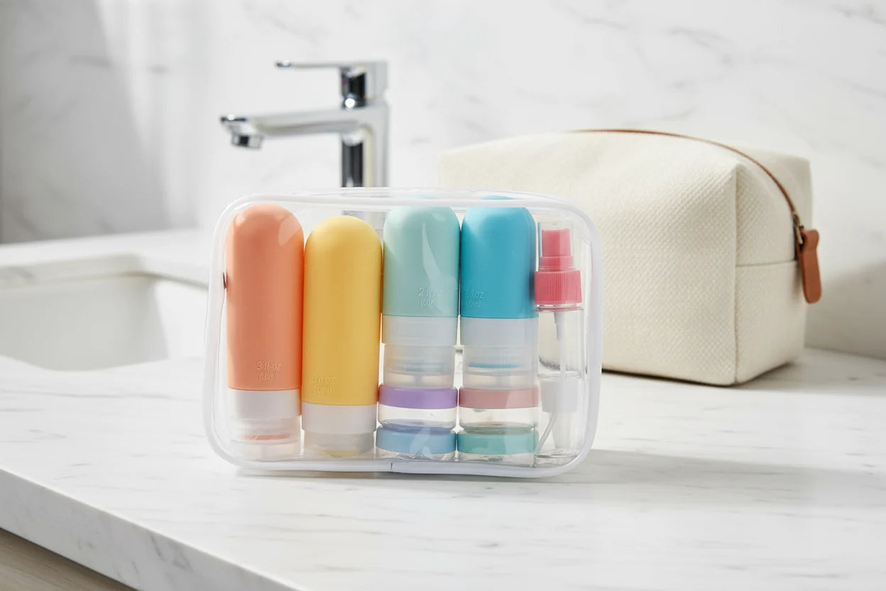 TSA-Approved Reusable Silicone Travel Bottles Set – 16 pcs / White Pack